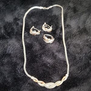 Gold and Silver Twisted Necklace Set